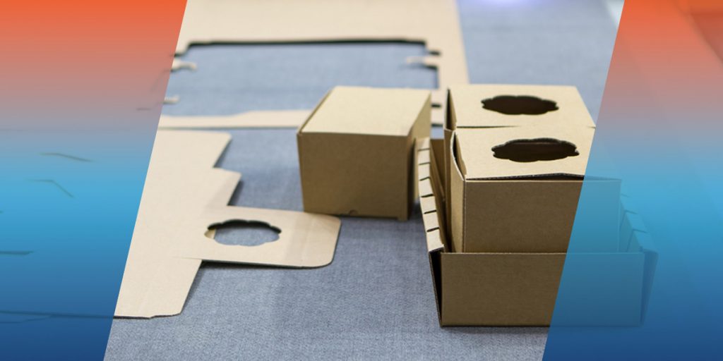 Cardboard boxes cut with cutting dies
